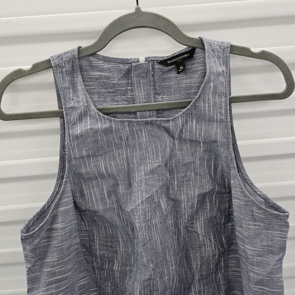 Banana Republic Poplin Chambray Sleeveless Top Size 10 Cotton Back Zipper Blue - Picture 4 of 10